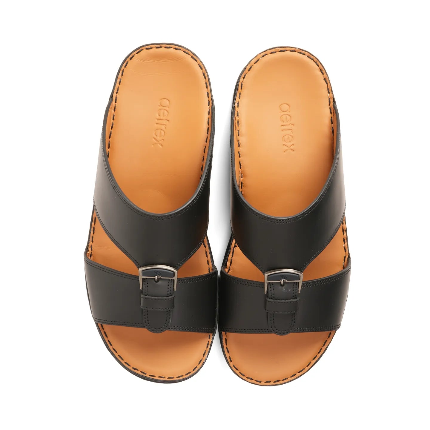 Aetrex Dual Trim Straps Men's Arabic Sandals - Black - Aetrex Middle East