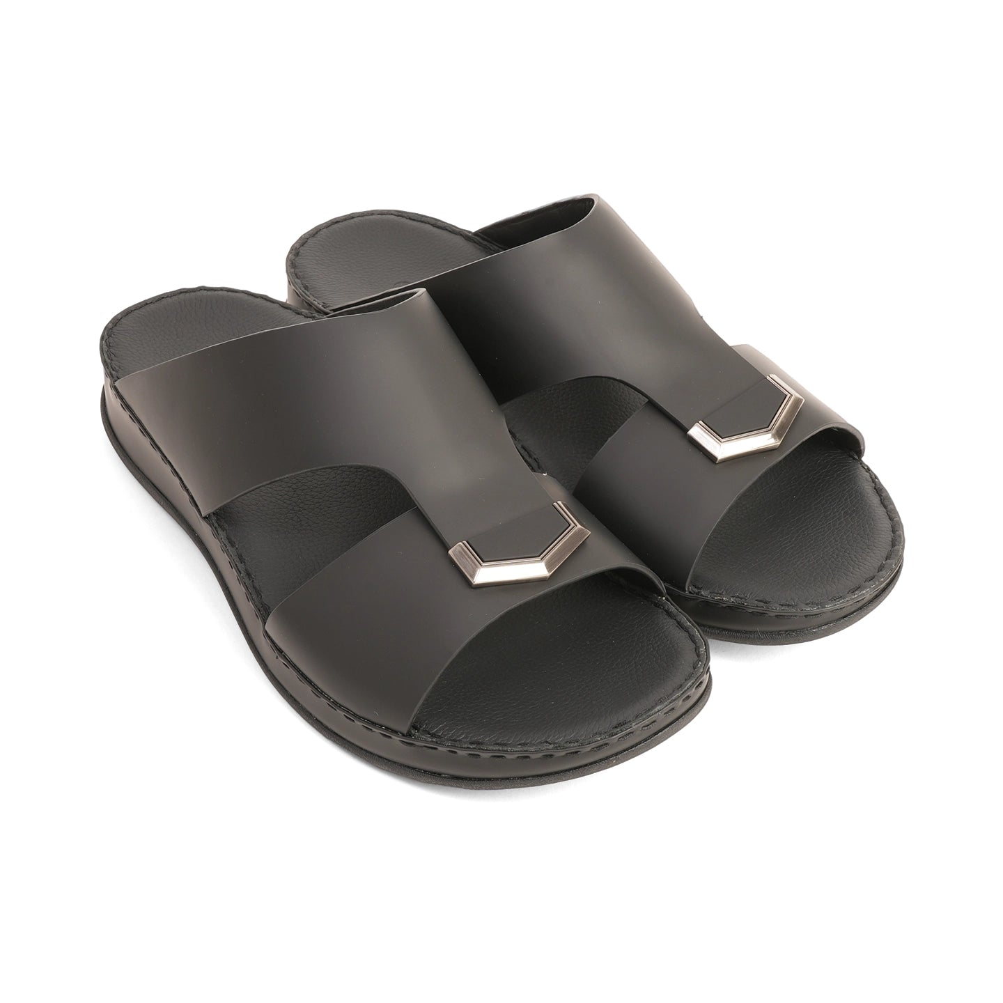 Aetrex Men's Classic Arabic Sandals With Metal Accent - Black - Aetrex Middle East