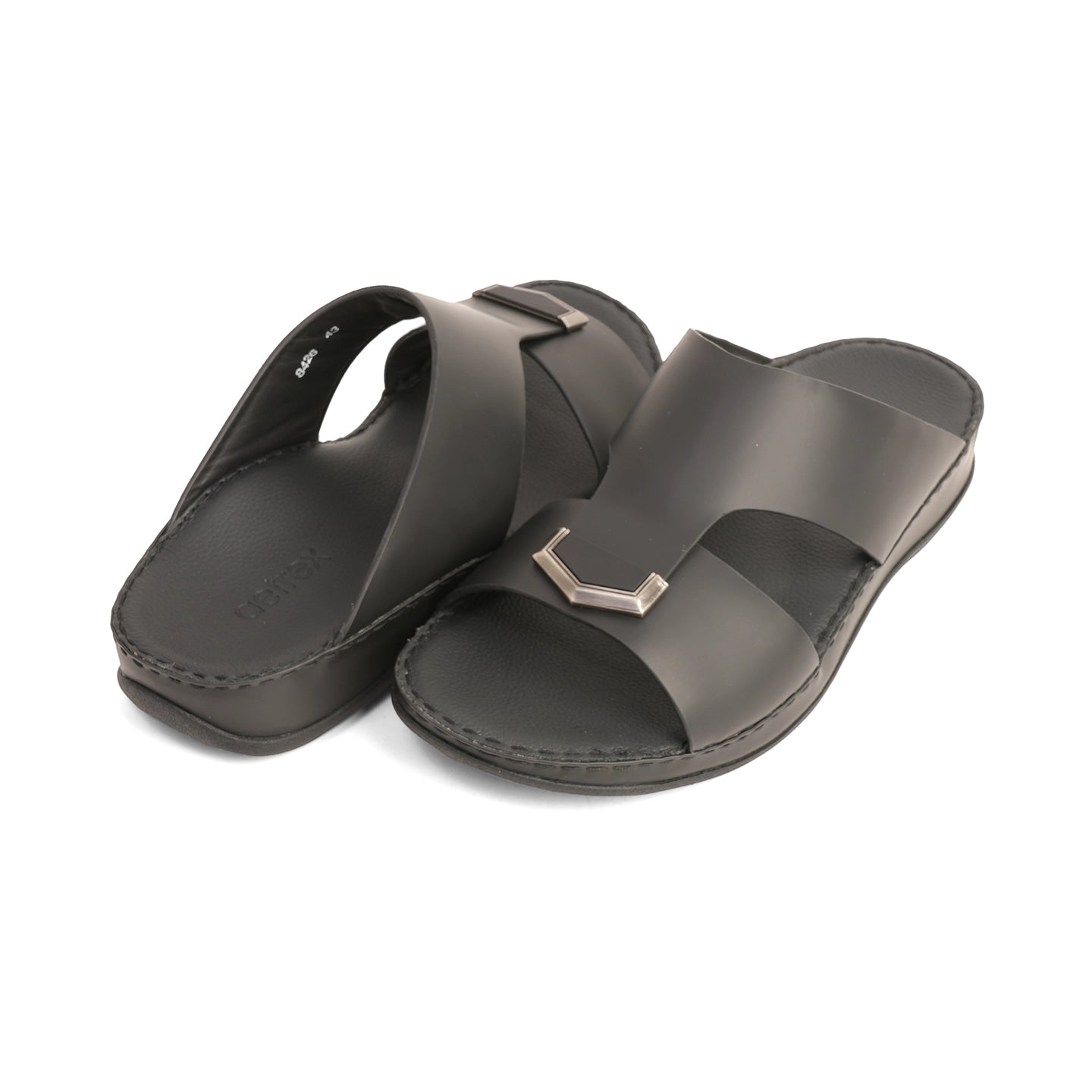 Aetrex Men's Classic Arabic Sandals With Metal Accent - Black - Aetrex Middle East