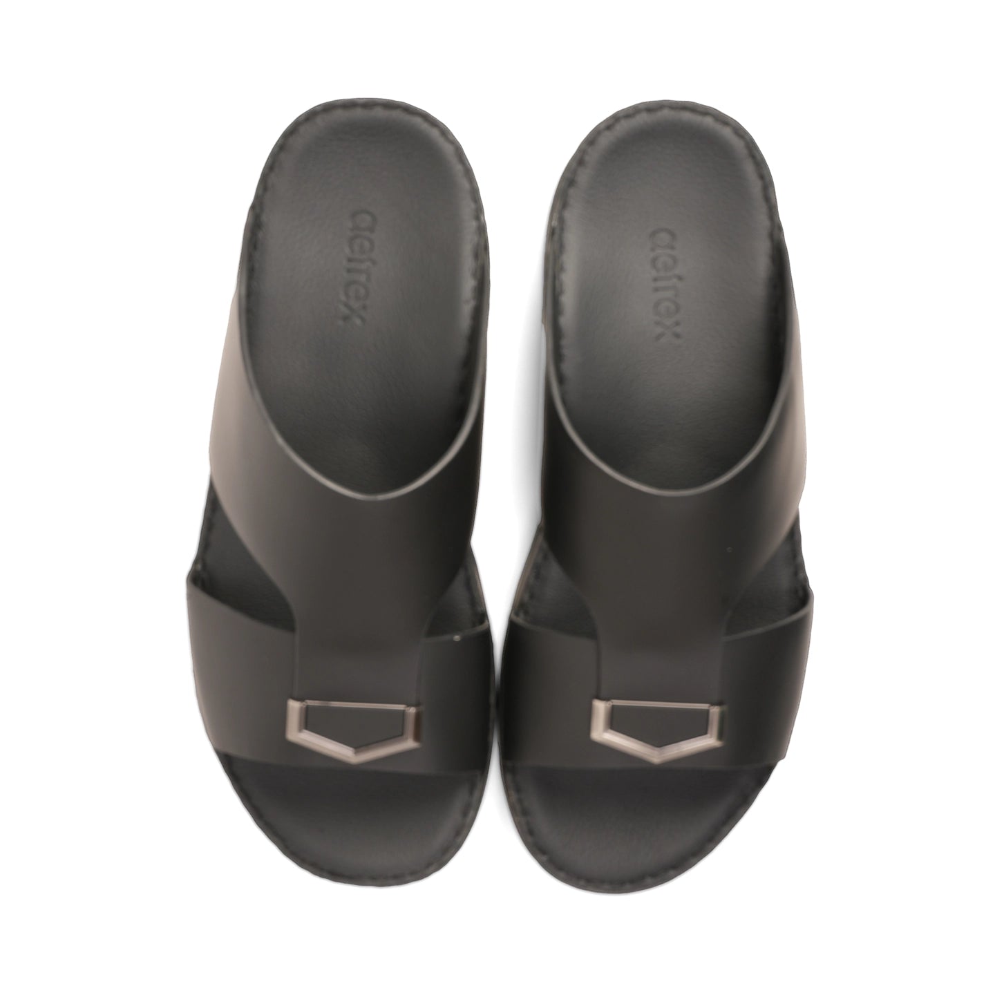 Aetrex Men's Classic Arabic Sandals With Metal Accent - Black - Aetrex Middle East