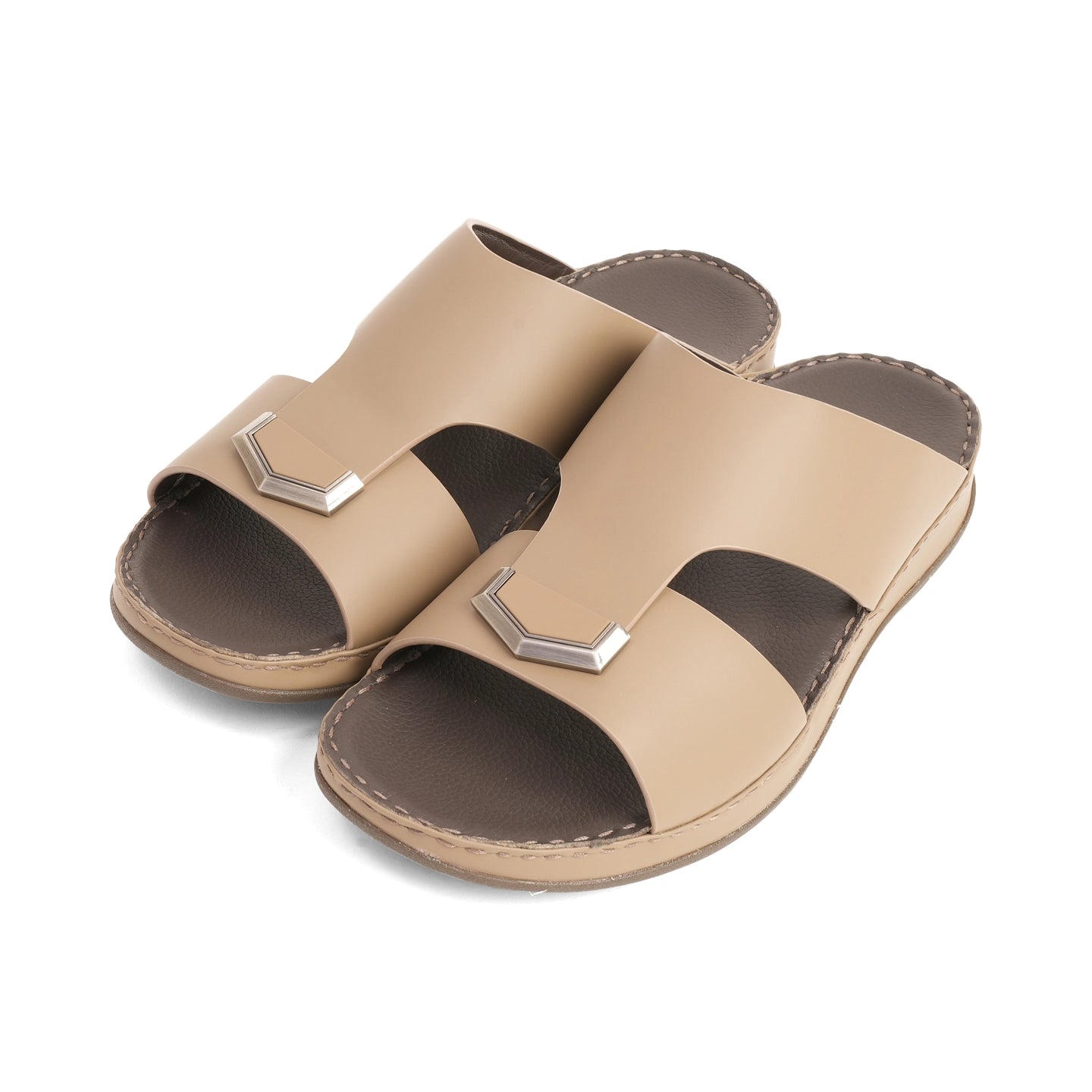 Aetrex Men's Classic Arabic Sandals With Metal Accent - Earth - Aetrex Middle East