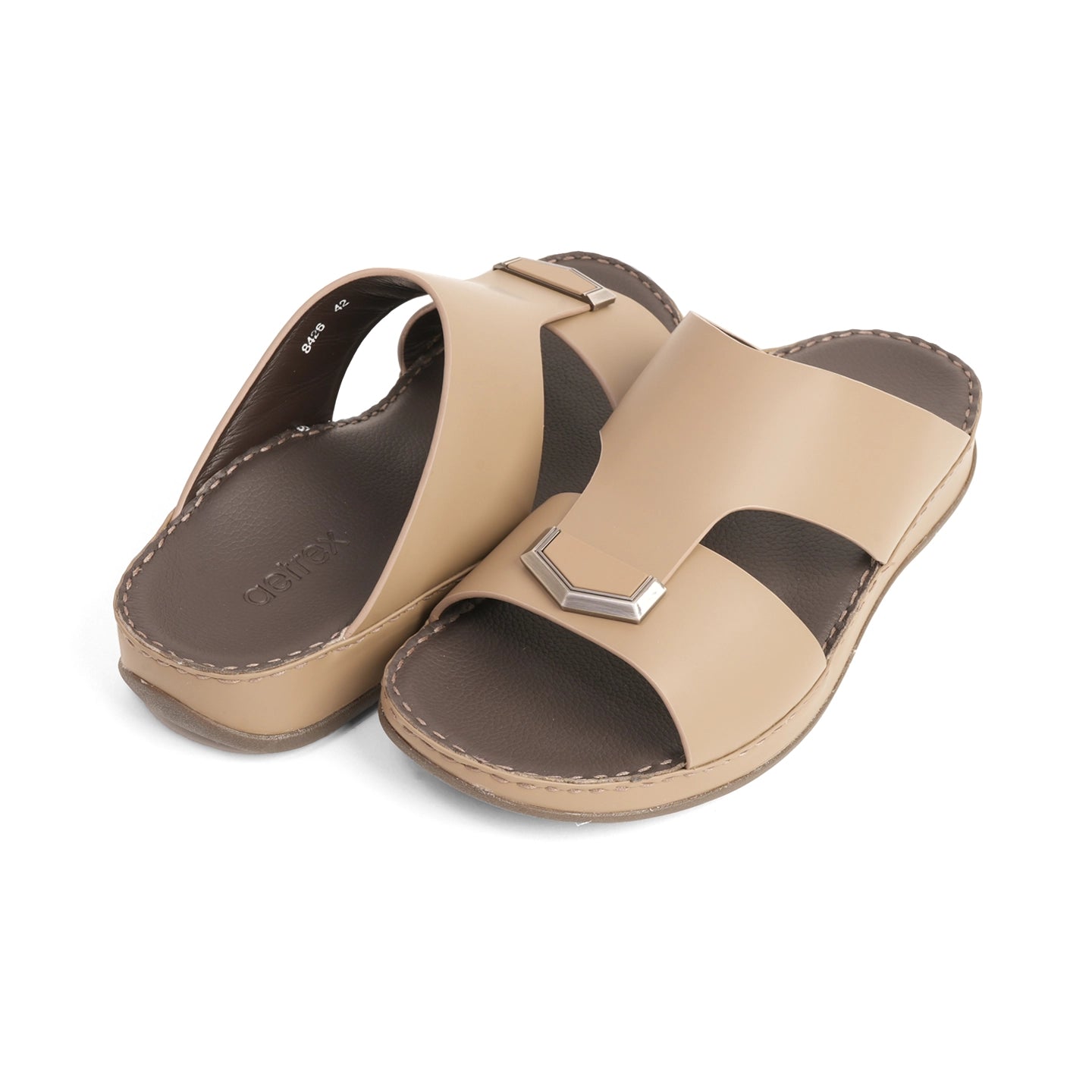 Aetrex Men's Classic Arabic Sandals With Metal Accent - Earth - Aetrex Middle East