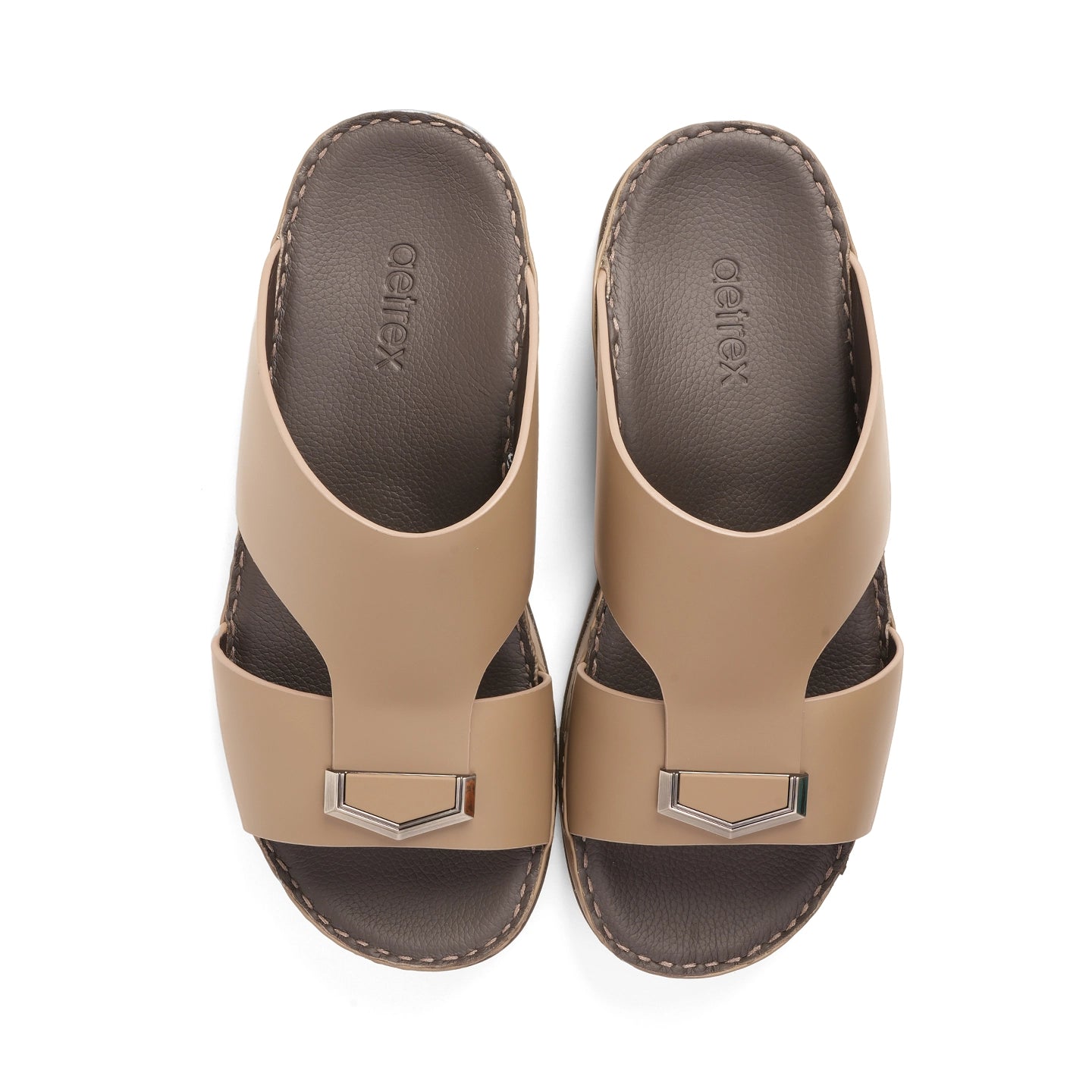 Aetrex Men's Classic Arabic Sandals With Metal Accent - Earth - Aetrex Middle East