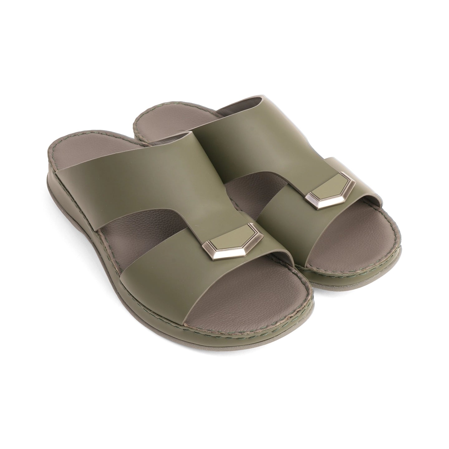 Aetrex Men's Classic Arabic Sandals With Metal Accent - Olive - Aetrex Middle East