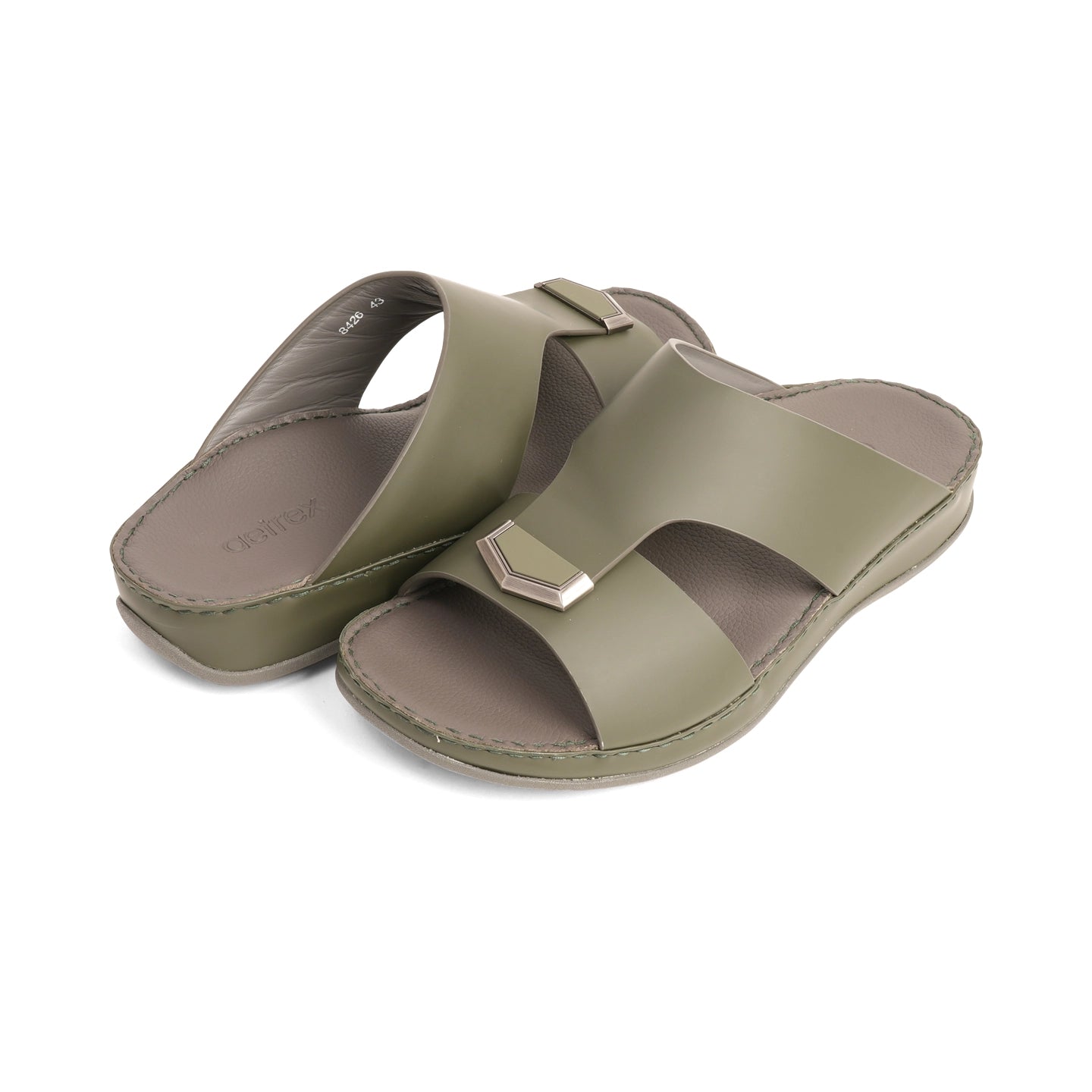 Aetrex Men's Classic Arabic Sandals With Metal Accent - Olive - Aetrex Middle East
