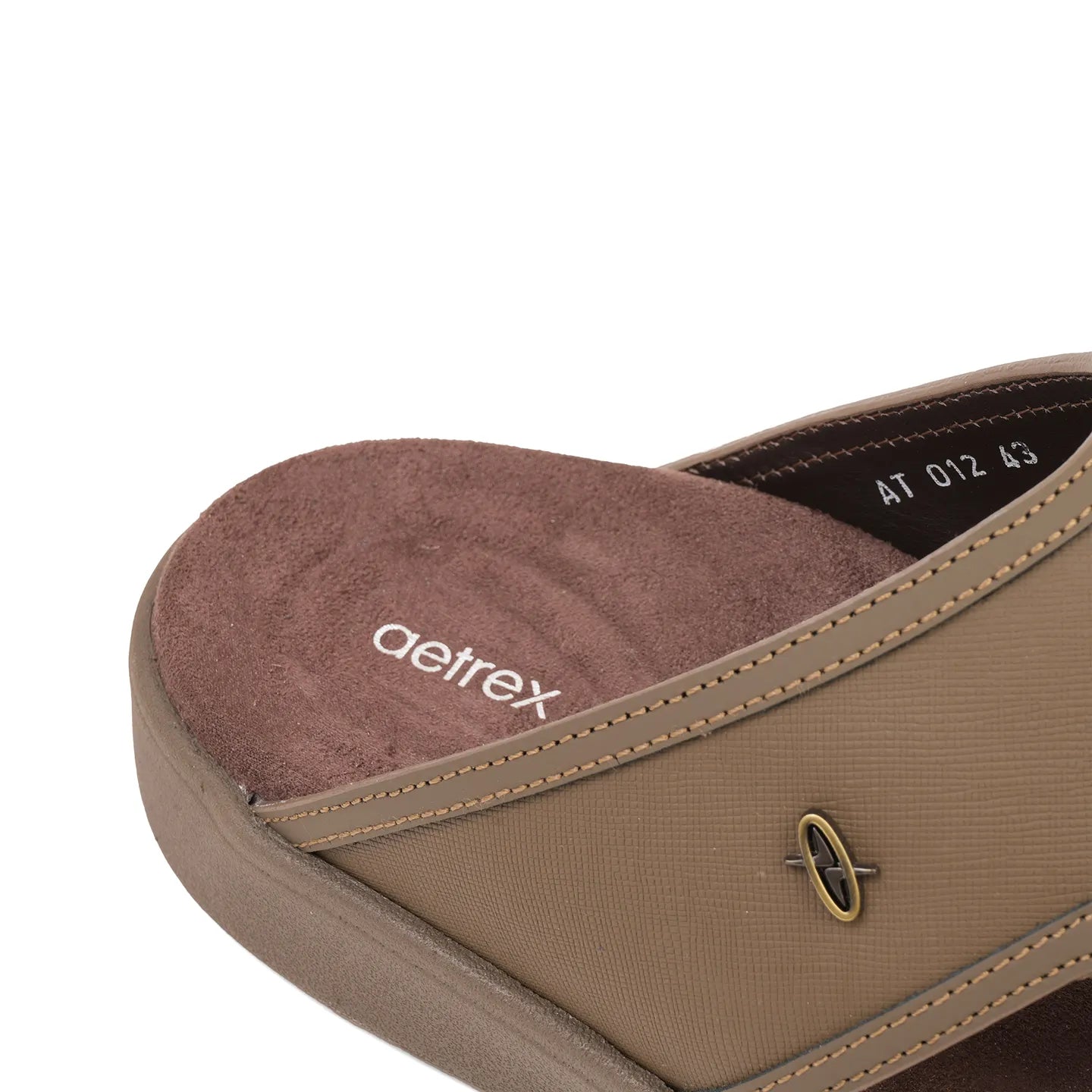 Aetrex Men's Suede Foot Bed Leather Sandals Truffle - Aetrex Middle East