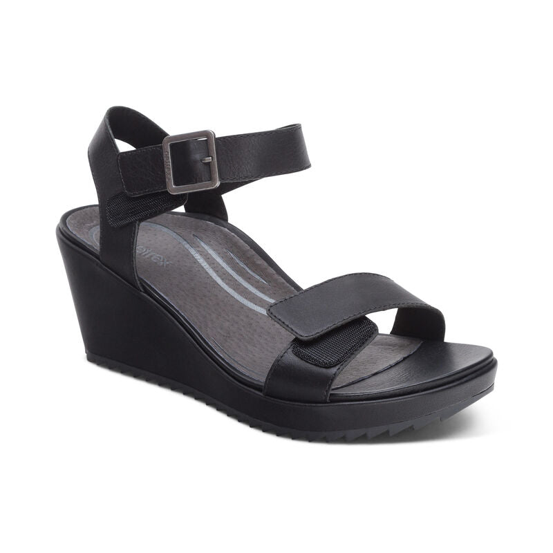 Andrea Quarter Strap Wedge Black - Aetrex Middle East