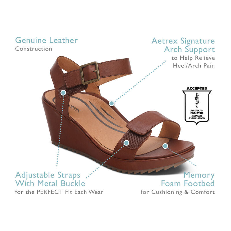 Andrea Quarter Strap Wedge Black - Aetrex Middle East