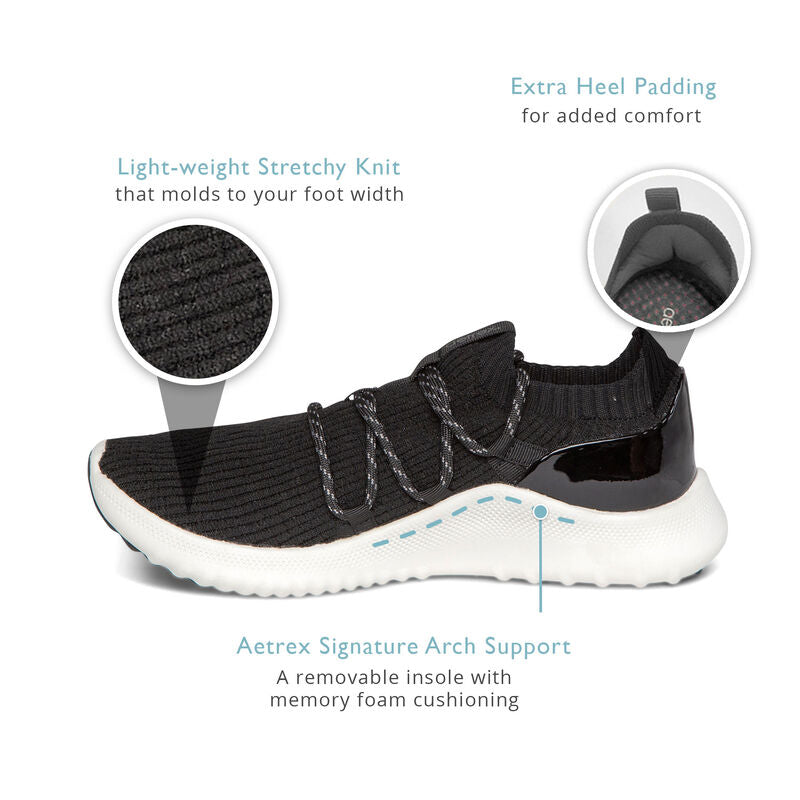Dani Arch Support Sneakers Black - Aetrex Middle East