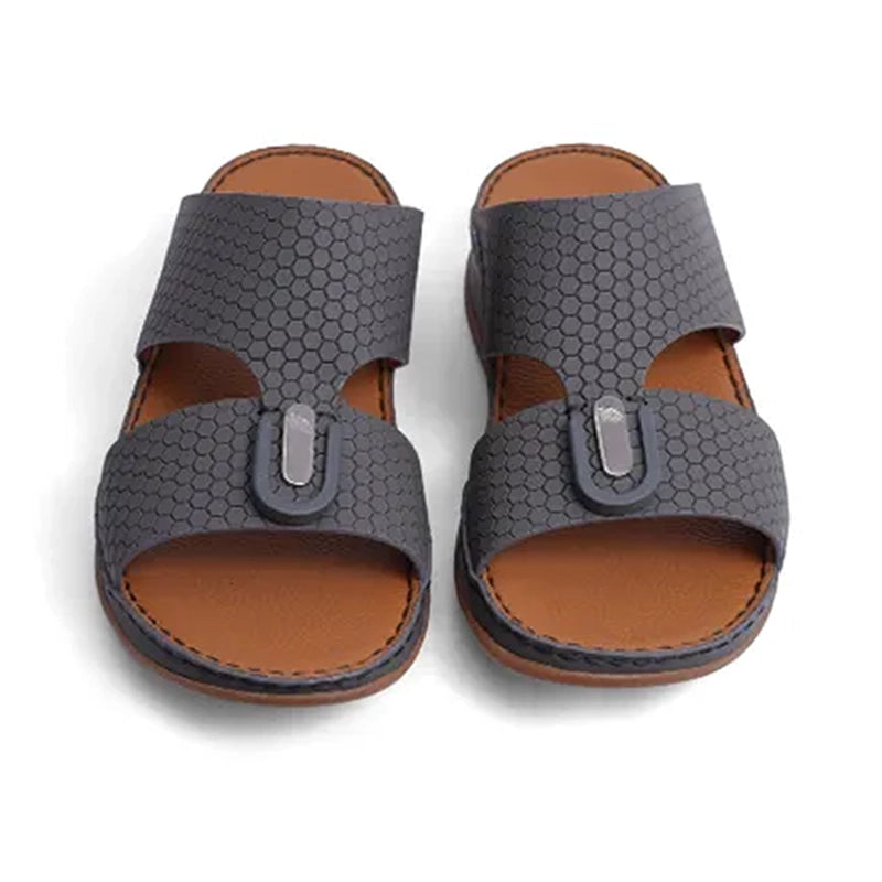 Timeless Unlined Hammered Men Classic Arabic Sandals Grey - Aetrex Middle East