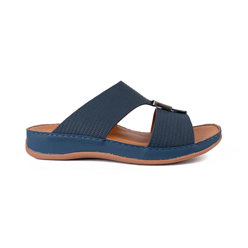 Italian Leather Lizard Embossed Arabic Sandal Navy