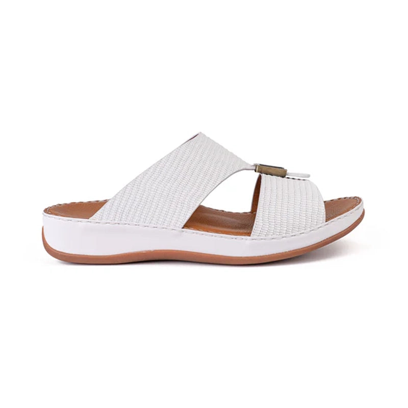 Italian Leather Lizard Embossed Arabic Sandal White