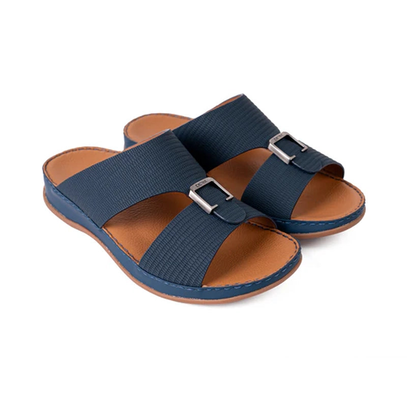 Italian Leather Lizard Embossed Arabic Sandal Navy