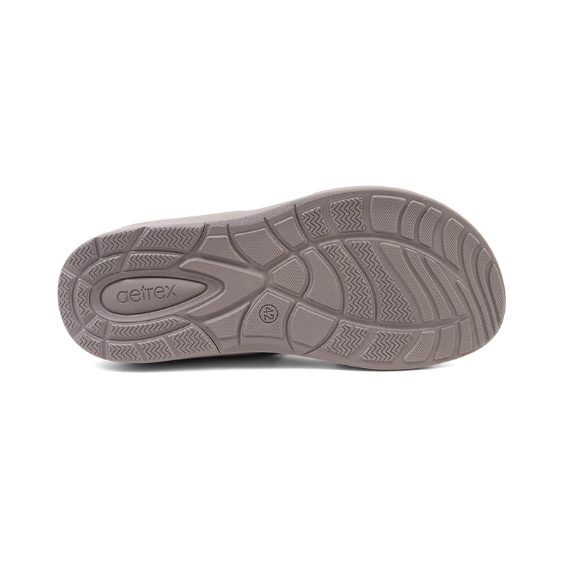 Aetrex Men's Traditional Sandals with Soft Suede-Touch Footbed - Gray