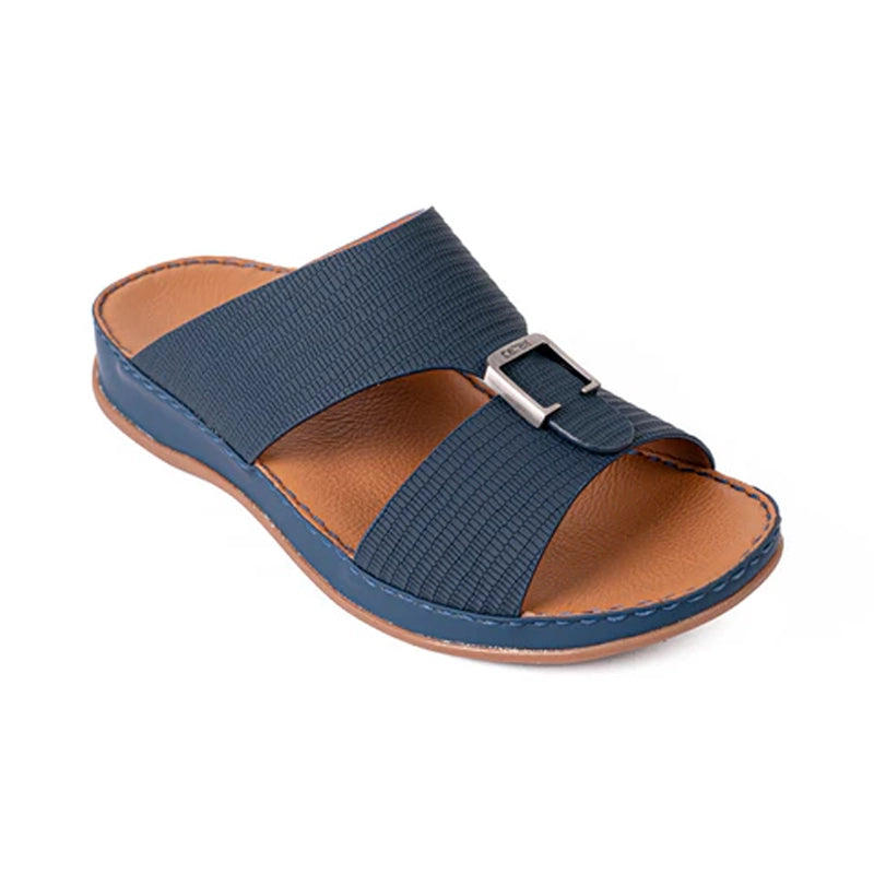 Italian Leather Lizard Embossed Arabic Sandal Navy