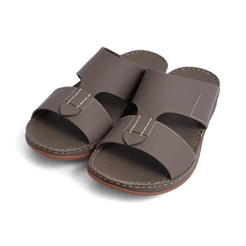 Aetrex Matte Leather Handstitched Metal Free Men Sandal Truffle