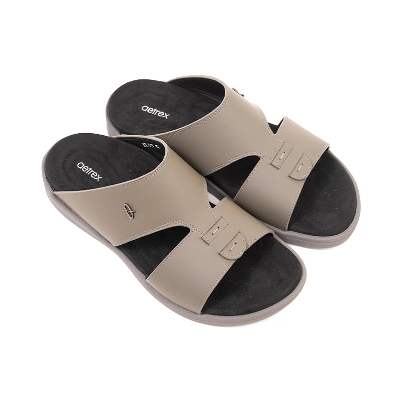 Aetrex Men's Traditional Sandals with Soft Suede-Touch Footbed - Gray