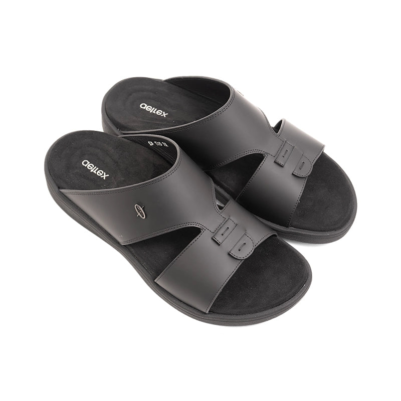 Aetrex Men's Traditional Sandals with Soft Suede-Touch Footbed - Black