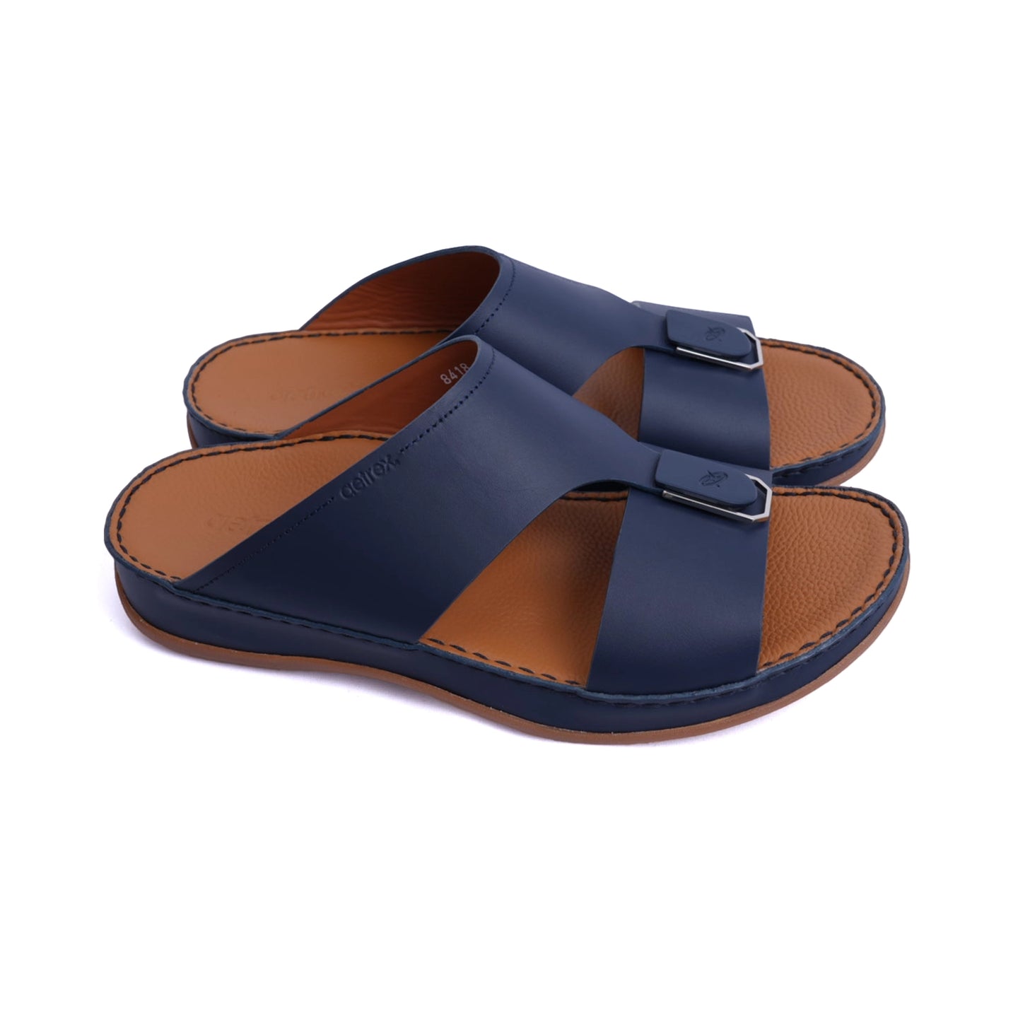 Navy leather flip flops on sale