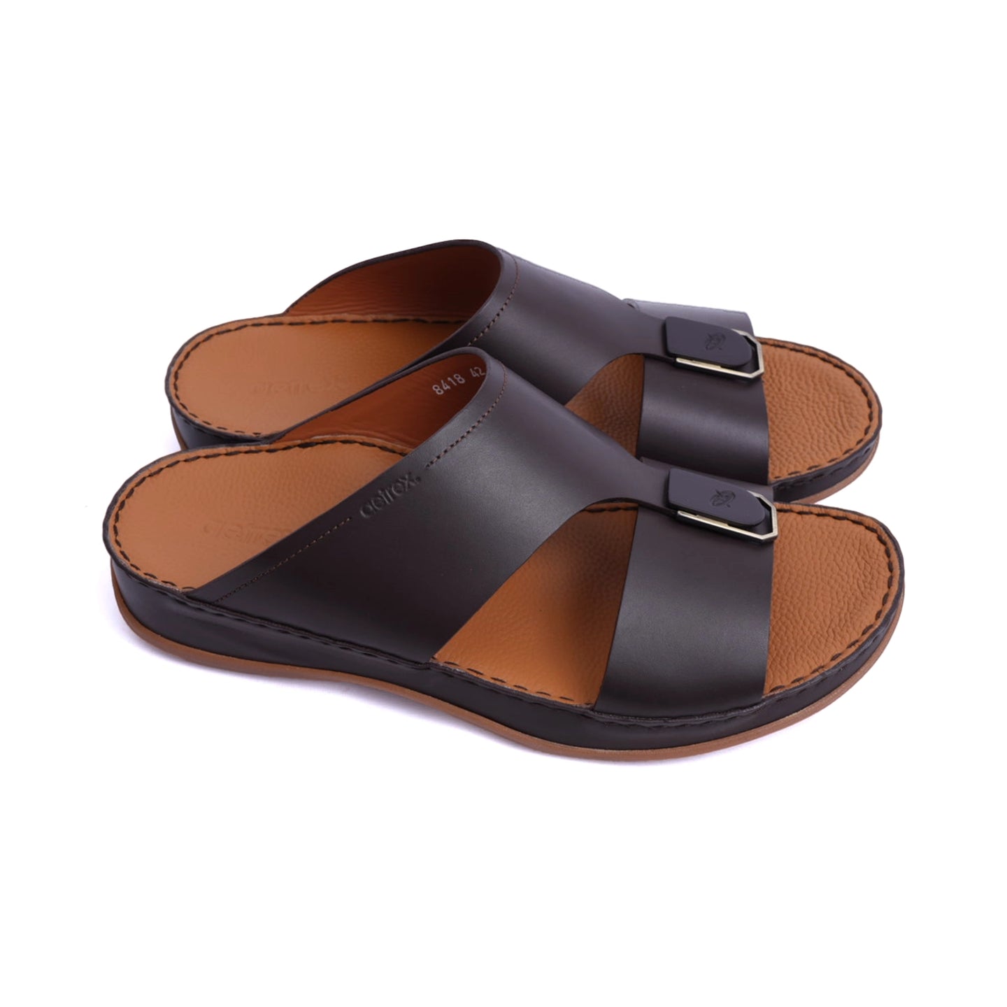 Matte Leather Slim Iconic Aetrex Arabic Sandal Brown