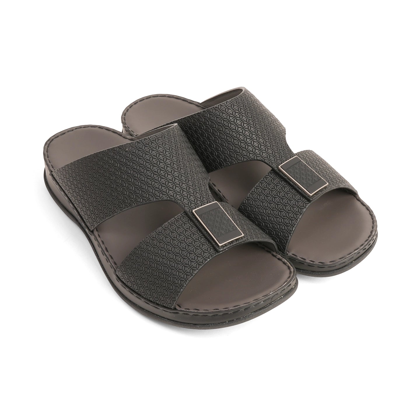 Aetrex Men's traditional Textured Leather Arabic Sandals - Black
