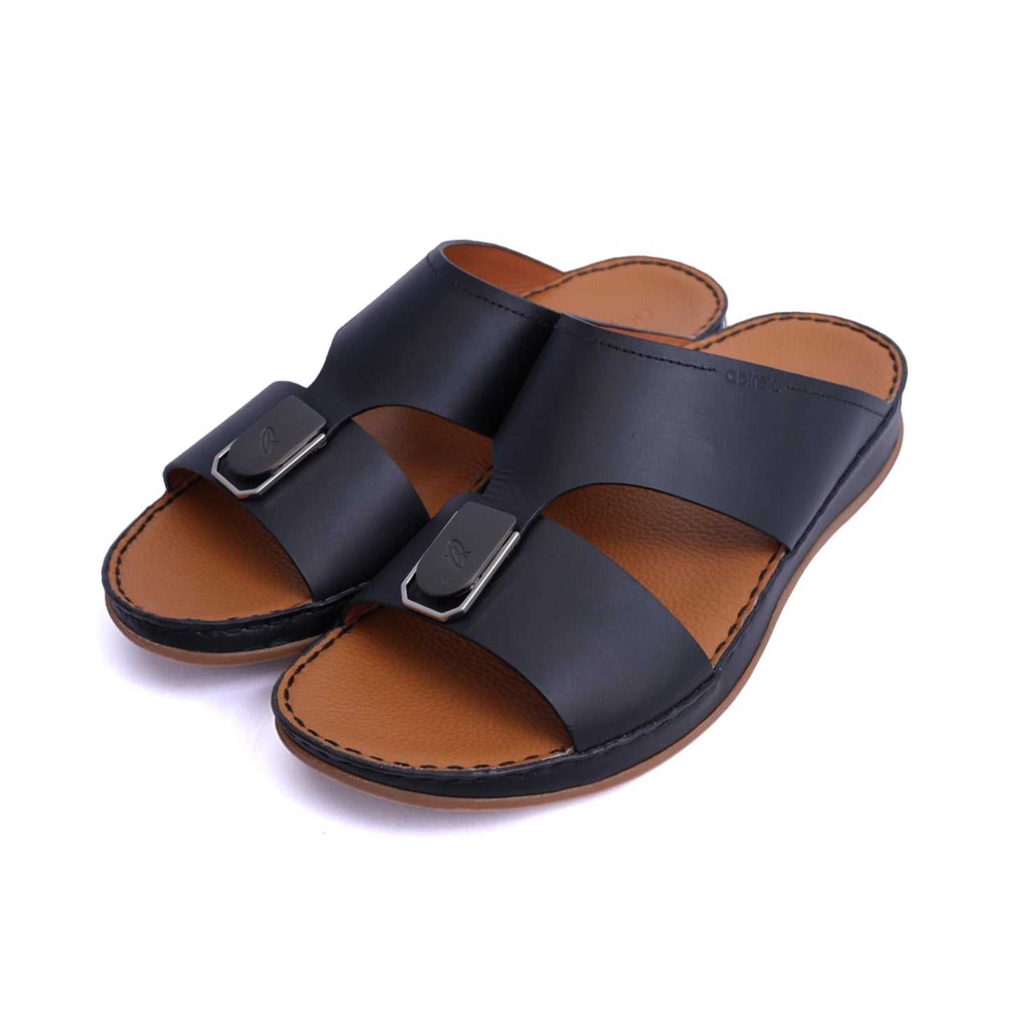 Matte Leather Slim Iconic Aetrex Arabic Sandal Black