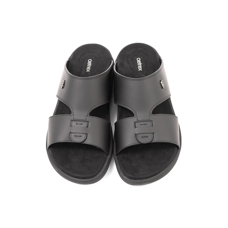 Aetrex Men's Traditional Sandals with Soft Suede-Touch Footbed - Black