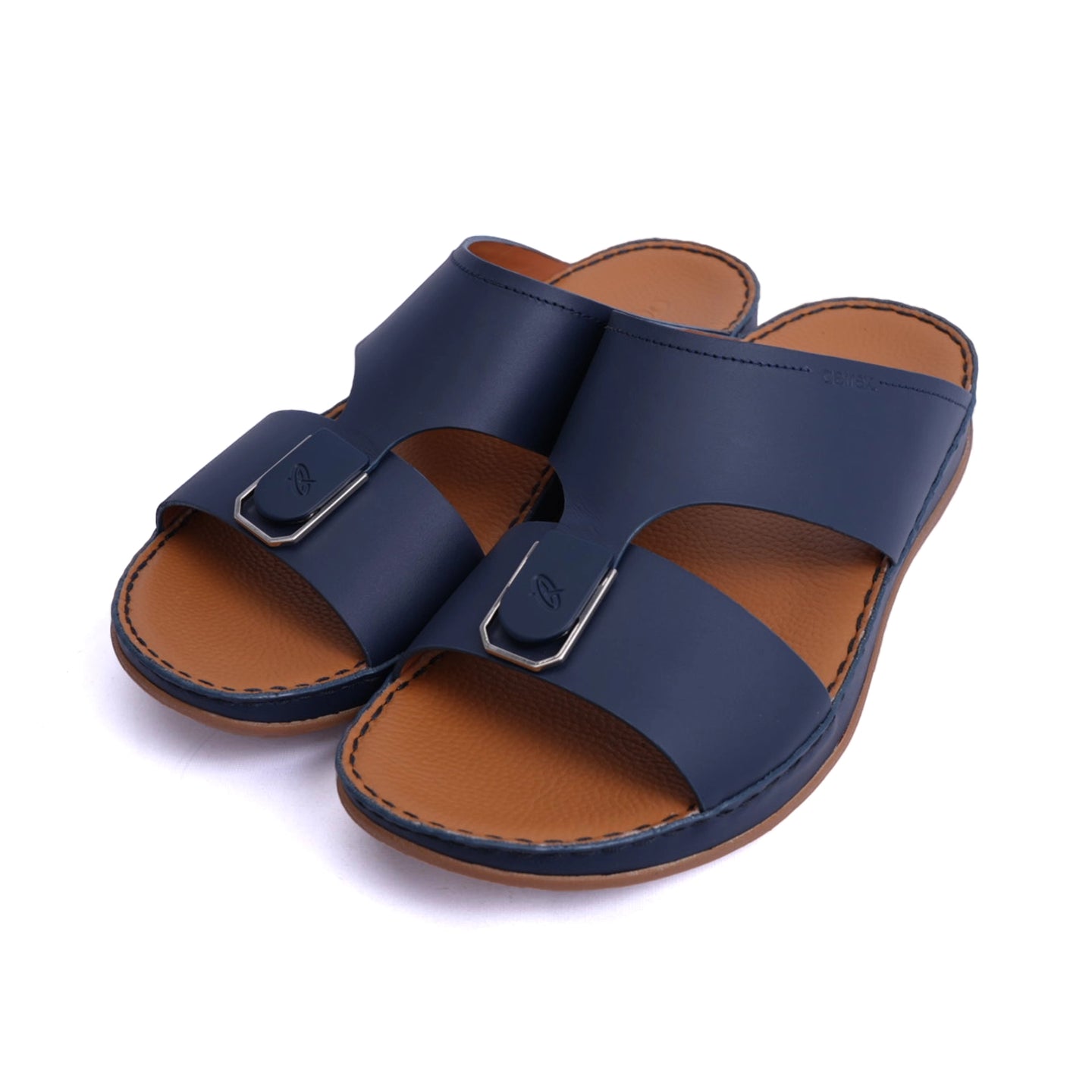 Matte Leather Slim Iconic Aetrex Arabic Sandal Navy