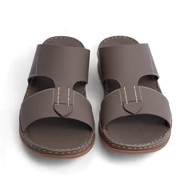 Aetrex Matte Leather Handstitched Metal Free Men Sandal Truffle