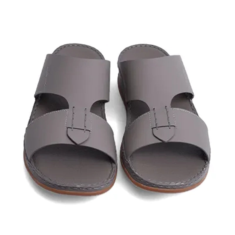 Aetrex Matte Leather Handstitched Metal Free Men Sandal Stone