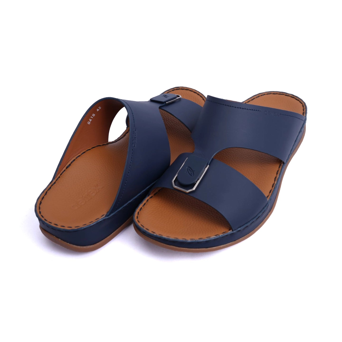 Matte Leather Slim Iconic Aetrex Arabic Sandal Navy