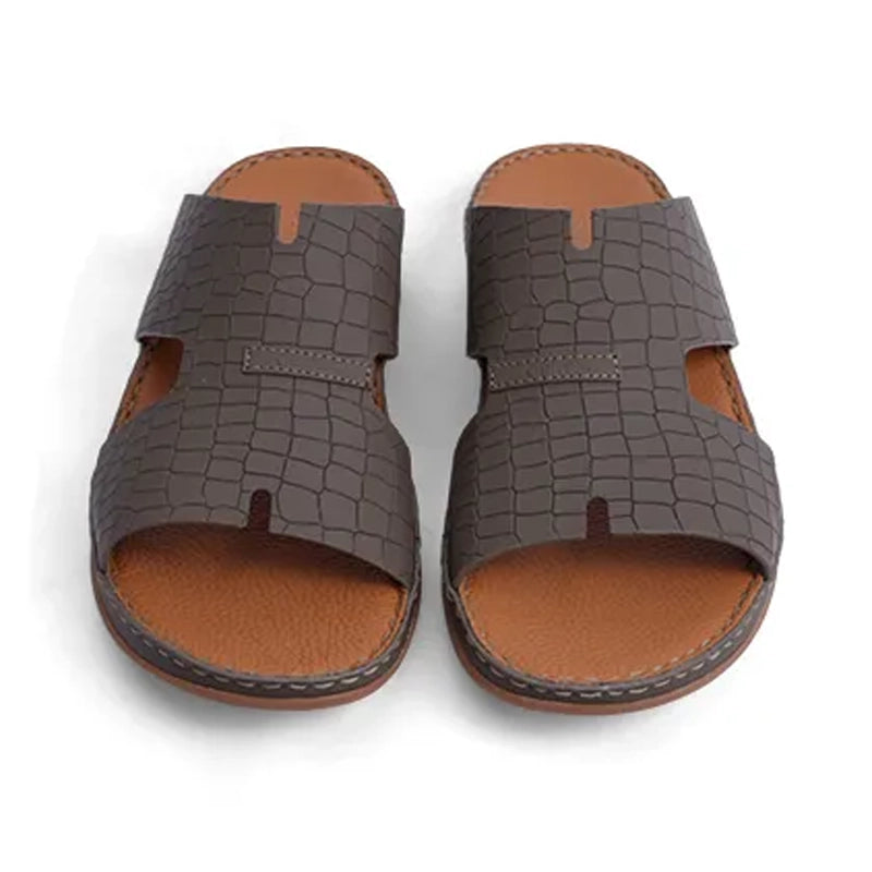 Timeless Unlined Hammered Croco Pattern Aetrex Arabic Sandal Truffle