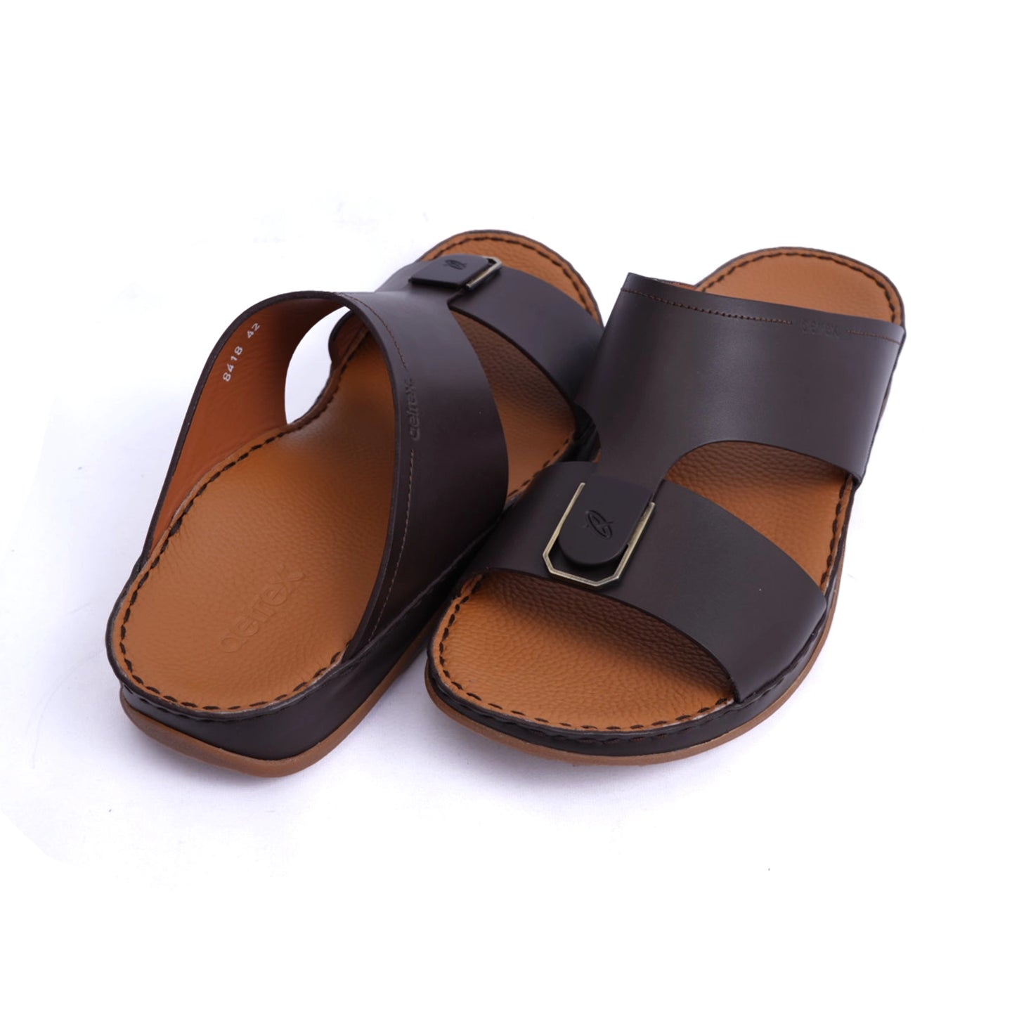 Matte Leather Slim Iconic Aetrex Arabic Sandal Brown