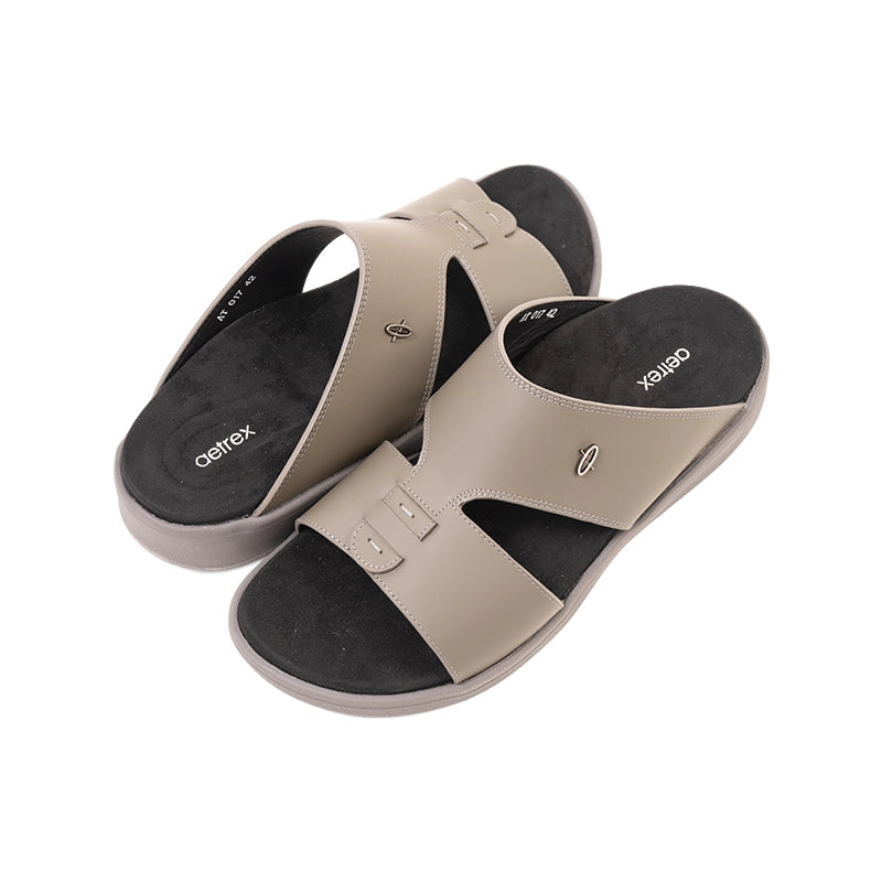Aetrex Men's Traditional Sandals with Soft Suede-Touch Footbed - Gray