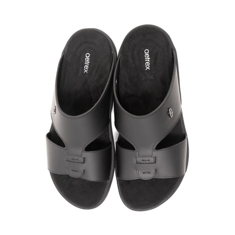 Aetrex Men's Traditional Sandals with Soft Suede-Touch Footbed - Black