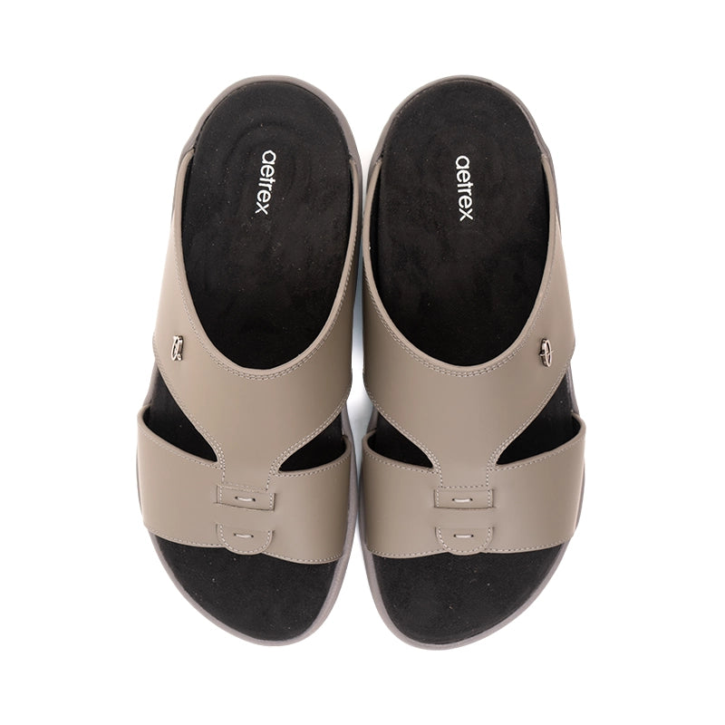 Aetrex Men's Traditional Sandals with Soft Suede-Touch Footbed - Gray