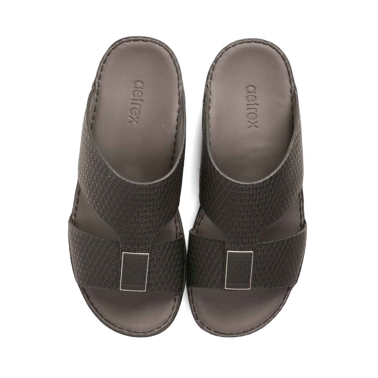 Aetrex Men's traditional Textured Leather Arabic Sandals - Black