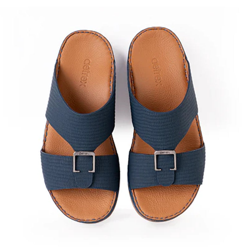 Italian Leather Lizard Embossed Arabic Sandal Navy