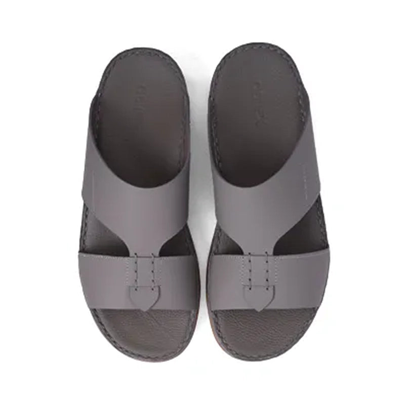 Aetrex Matte Leather Handstitched Metal Free Men Sandal Stone