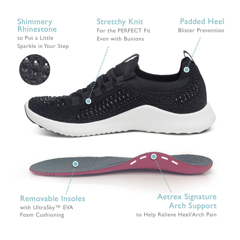 Carly Arch Support Sneakers Black - Sparkle