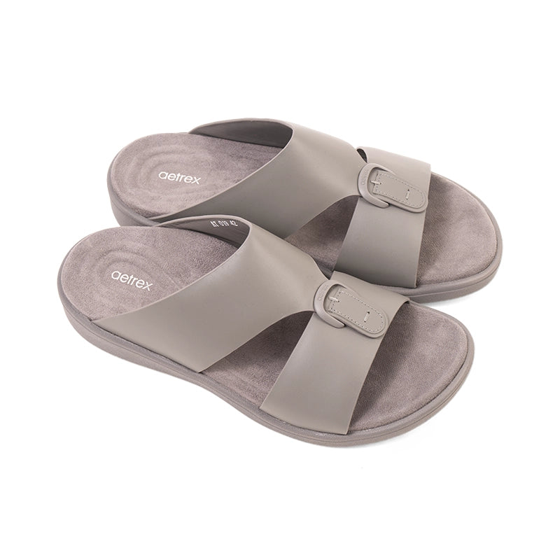 Aetrex Men's Hybrid Leather Sandals - Grey - Aetrex Middle East