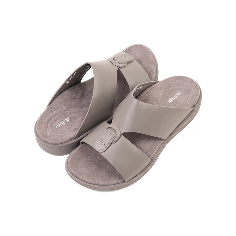 Aetrex Men's Hybrid Leather Sandals - Grey - Aetrex Middle East