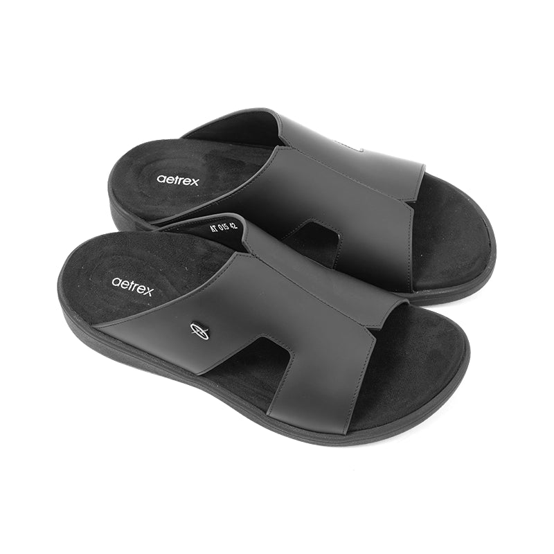 Aetrex Men's Orthotic Arch Support Suede Slide Sandals - Black - Aetrex Middle East