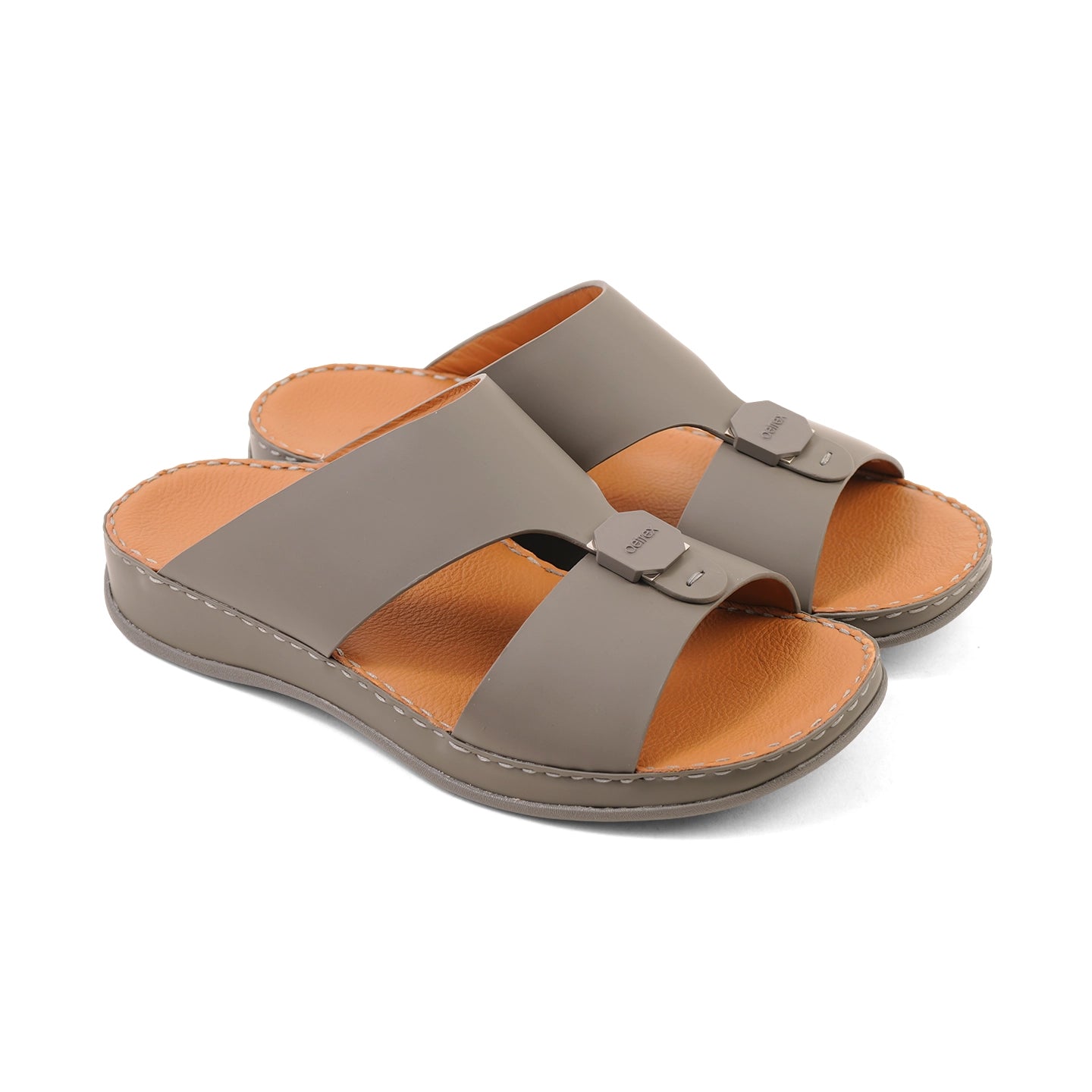 Aetrex Men's Orthotics Arch Support Leather Slides - Grey - Aetrex Middle East