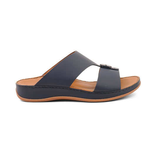 Aetrex Men's Orthotics Arch Support Leather Slides - Navy - Aetrex Middle East