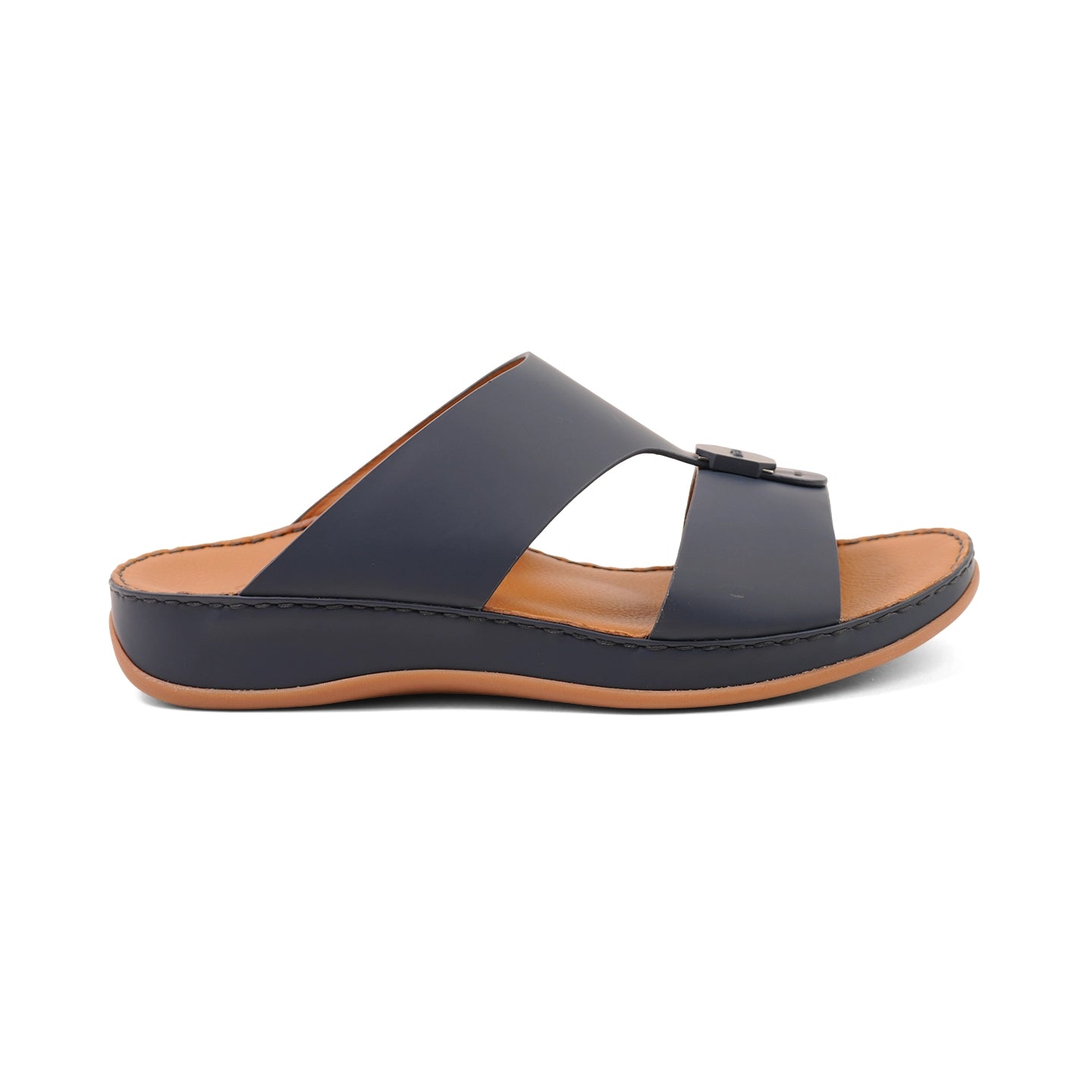 Aetrex Men's Orthotics Arch Support Leather Slides - Navy - Aetrex Middle East