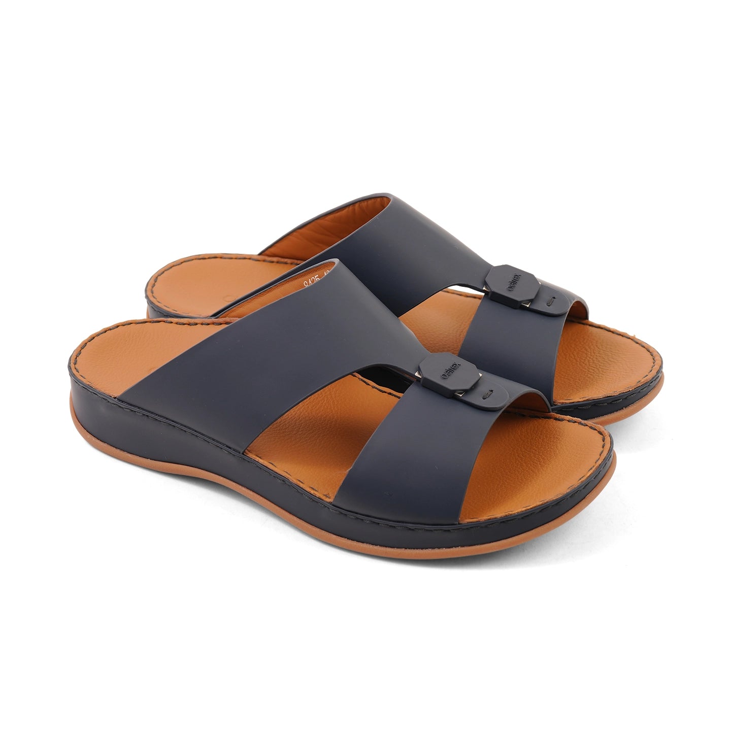 Aetrex Men's Orthotics Arch Support Leather Slides - Navy - Aetrex Middle East