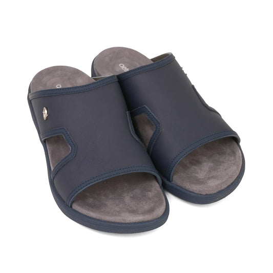 Aetrex Men's Suede Foot Bed Leather Sandals Navy - Aetrex Middle East