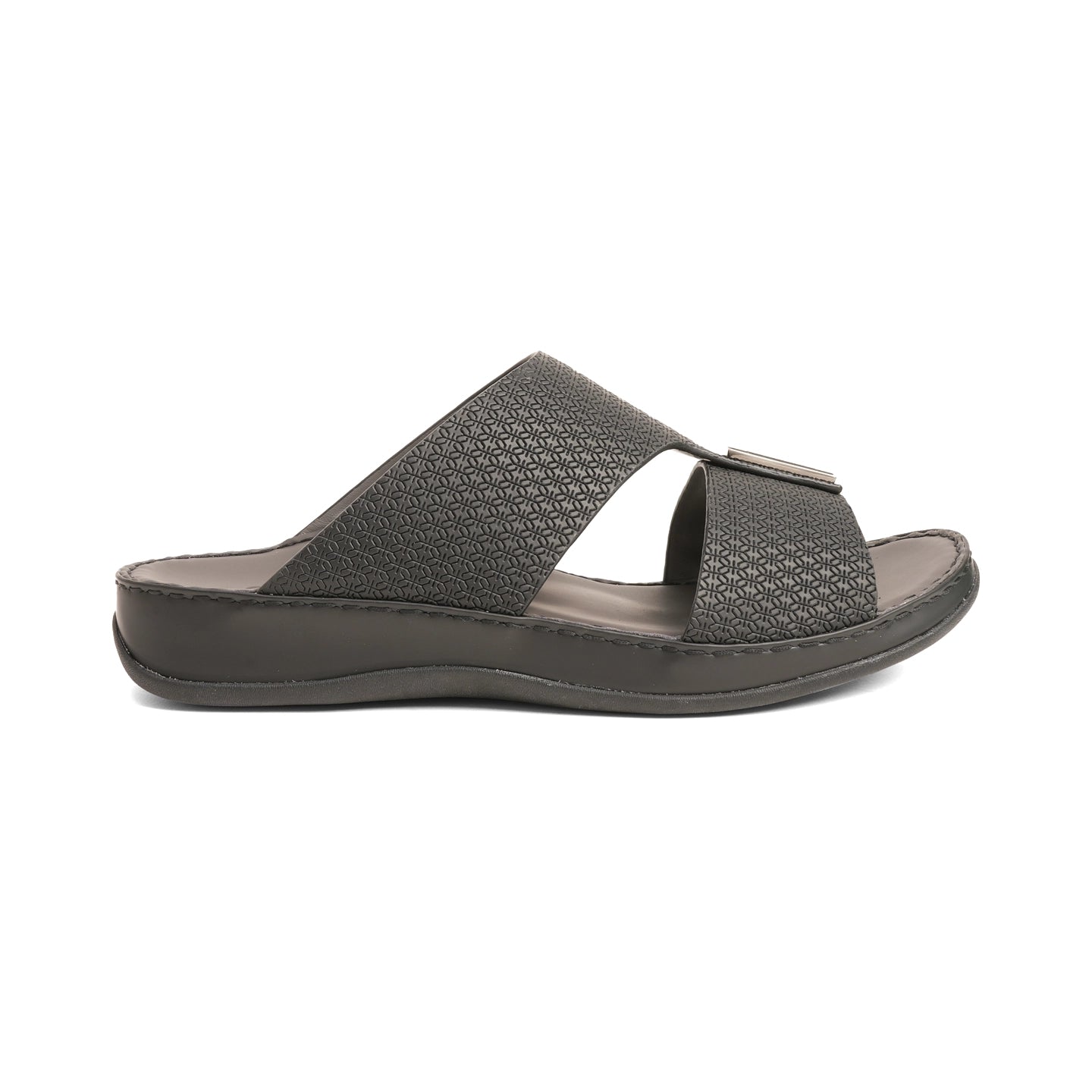 Aetrex Men's traditional Textured Leather Arabic Sandals - Black - Aetrex Middle East