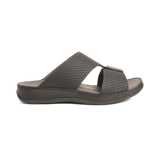 Aetrex Men's traditional Textured Leather Arabic Sandals - Black - Aetrex Middle East